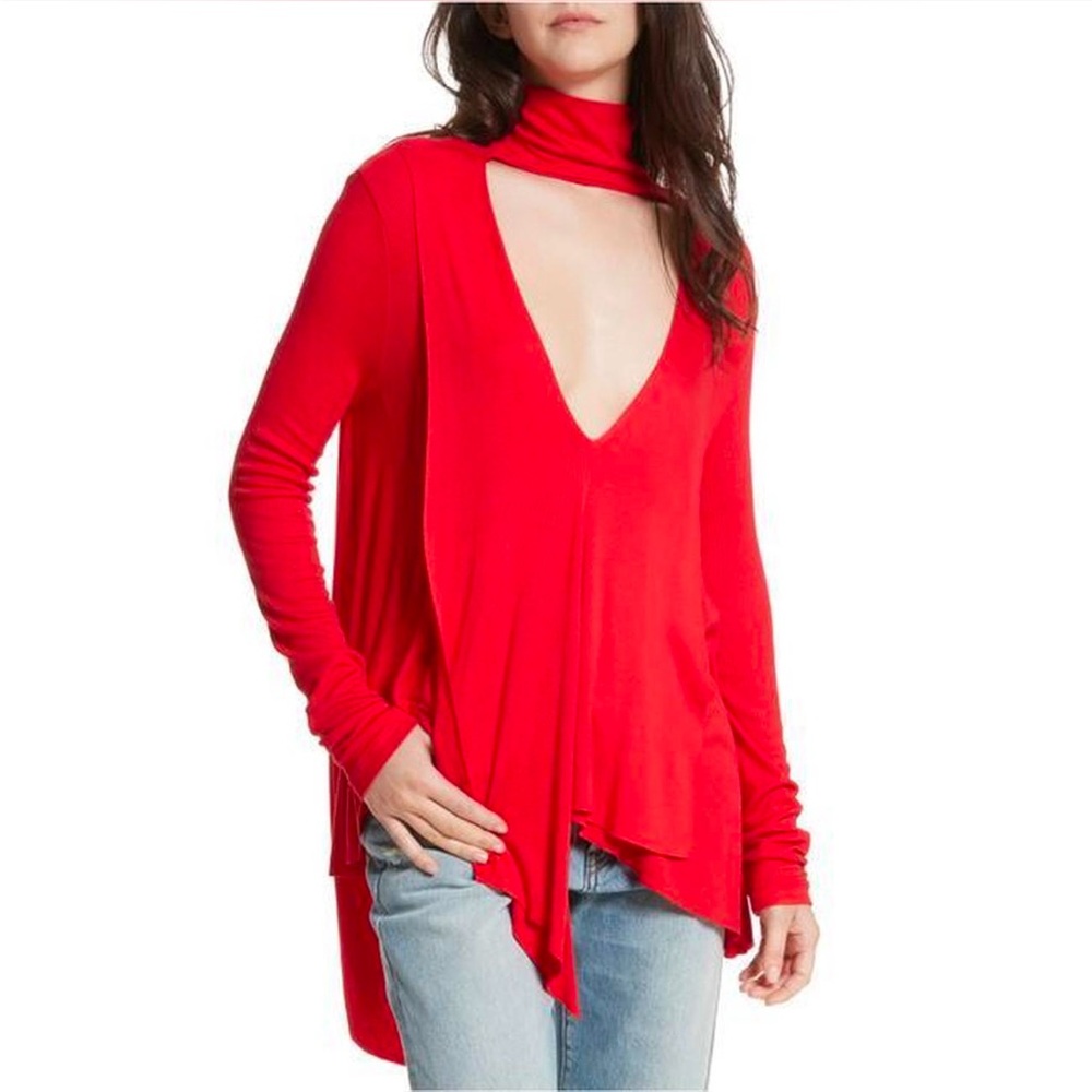 Free People Oversized Choker Cut Out Turtleneck Top Keyhole Valentine’s Day Date